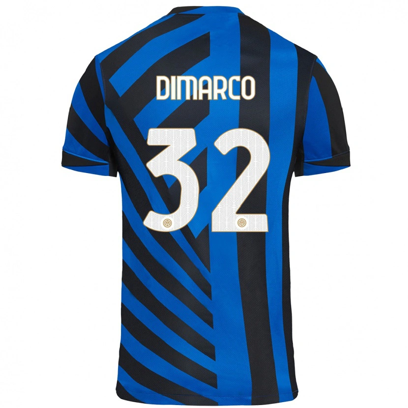 Danxen Dame Federico Dimarco #32 Blå Svart Hjemmetrøye Drakt Trøye 2024/25 Skjorter T-Skjorte