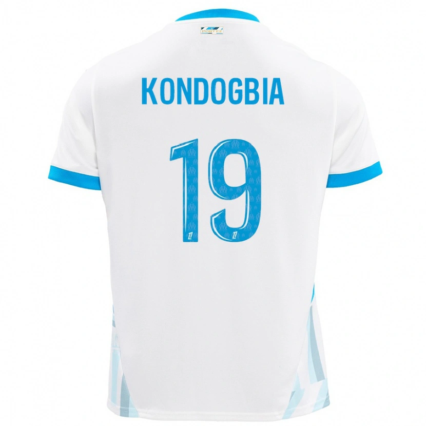 Danxen Dame Geoffrey Kondogbia #19 Hvit Himmelblå Hjemmetrøye Drakt Trøye 2024/25 Skjorter T-Skjorte