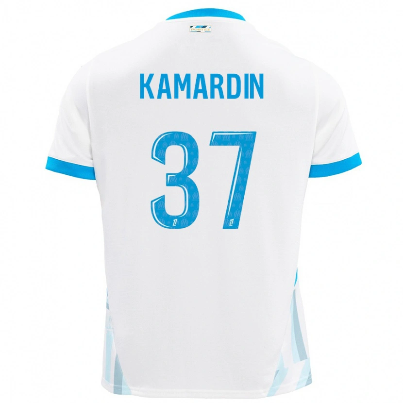 Danxen Dame Aaron Kamardin #37 Hvit Himmelblå Hjemmetrøye Drakt Trøye 2024/25 Skjorter T-Skjorte