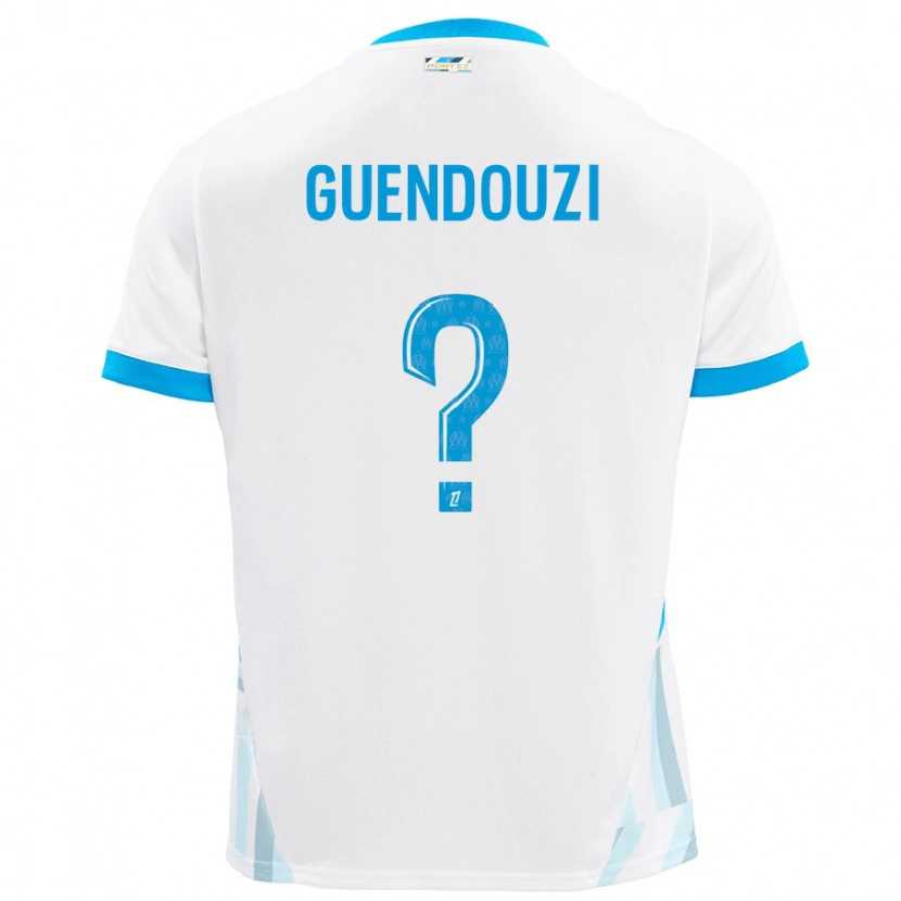 Danxen Dame Milan Guendouzi #0 Hvit Himmelblå Hjemmetrøye Drakt Trøye 2024/25 Skjorter T-Skjorte