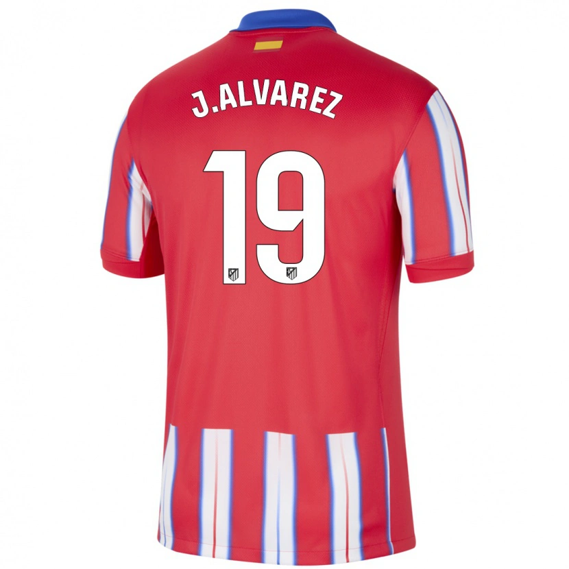 Danxen Dame Julián Alvarez #19 Rød Hvit Blå Hjemmetrøye Drakt Trøye 2024/25 Skjorter T-Skjorte