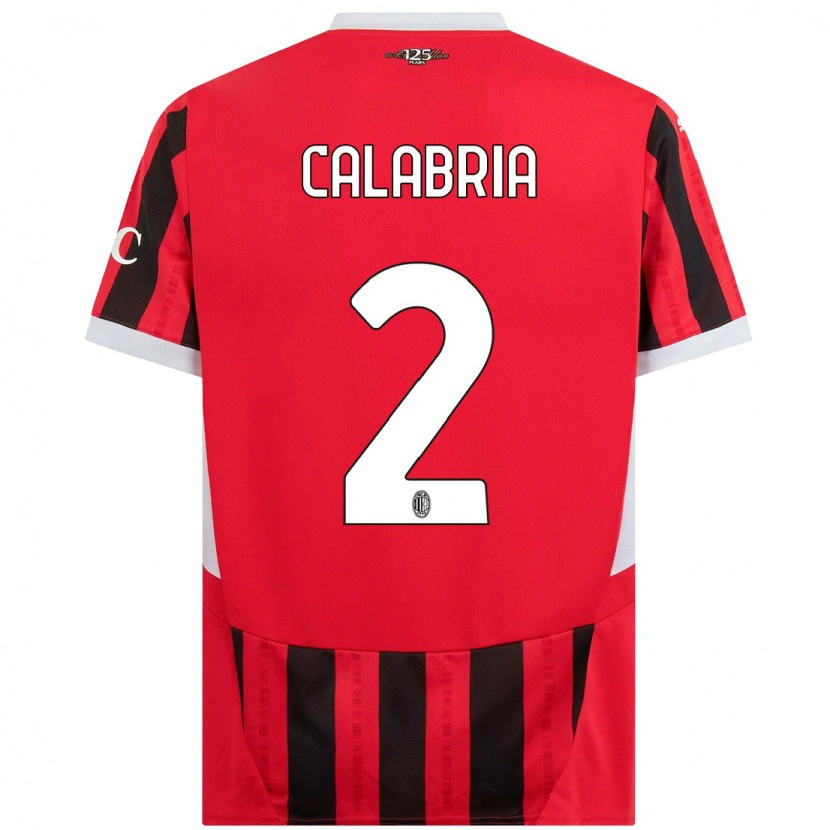 Danxen Dame Davide Calabria #2 Rød Svart Hjemmetrøye Drakt Trøye 2024/25 Skjorter T-Skjorte
