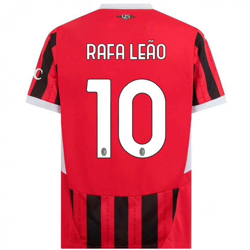 Danxen Dame Rafael Leão #10 Rød Svart Hjemmetrøye Drakt Trøye 2024/25 Skjorter T-Skjorte