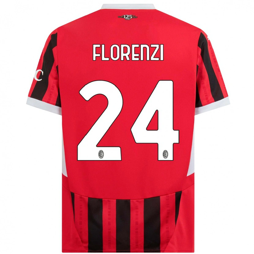 Danxen Dame Alessandro Florenzi #24 Rød Svart Hjemmetrøye Drakt Trøye 2024/25 Skjorter T-Skjorte