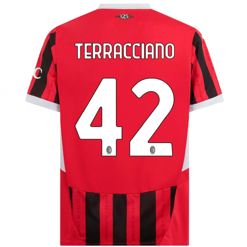 Danxen Dame Filippo Terracciano #42 Rød Svart Hjemmetrøye Drakt Trøye 2024/25 Skjorter T-Skjorte