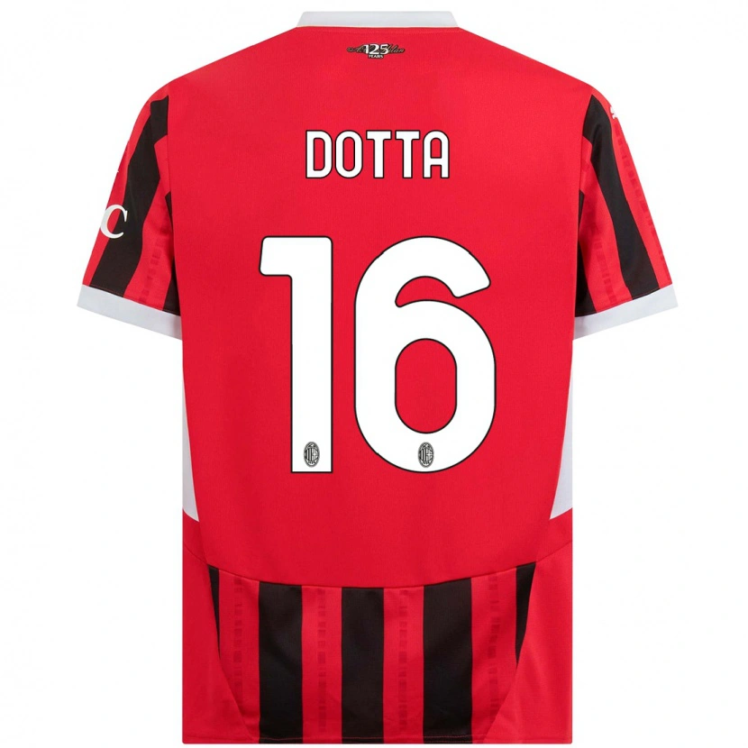 Danxen Dame Cristiano Dotta #16 Rød Svart Hjemmetrøye Drakt Trøye 2024/25 Skjorter T-Skjorte