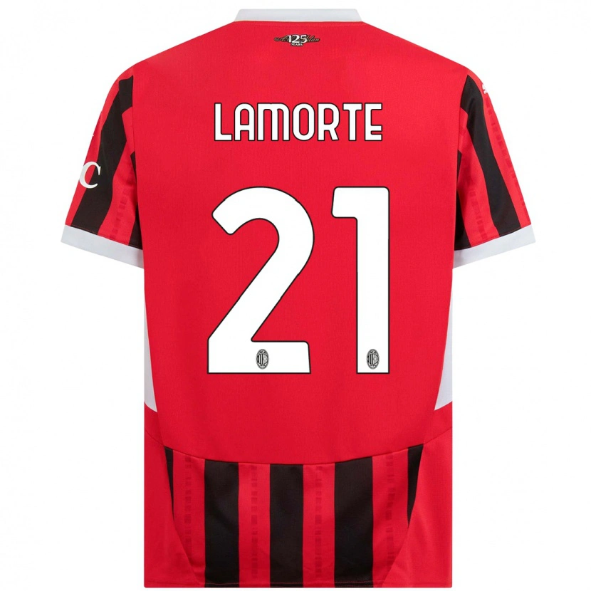 Danxen Dame Alessandro Lamorte #21 Rød Svart Hjemmetrøye Drakt Trøye 2024/25 Skjorter T-Skjorte