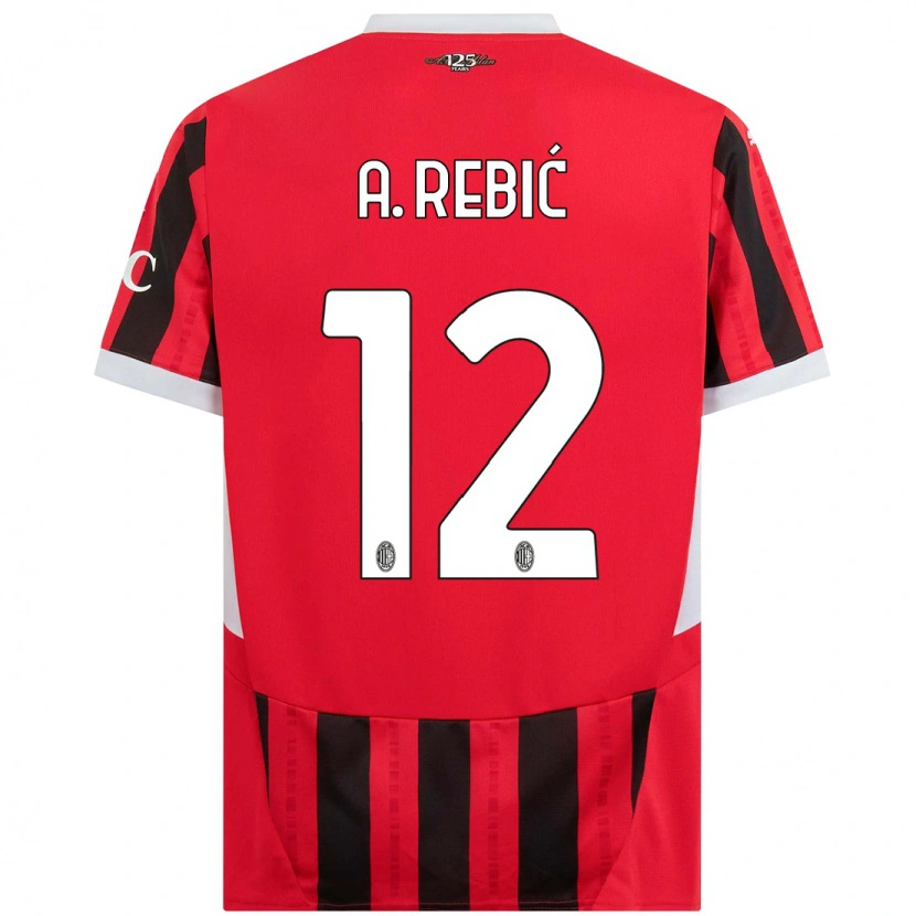 Danxen Dame Ante Rebic #12 Rød Svart Hjemmetrøye Drakt Trøye 2024/25 Skjorter T-Skjorte