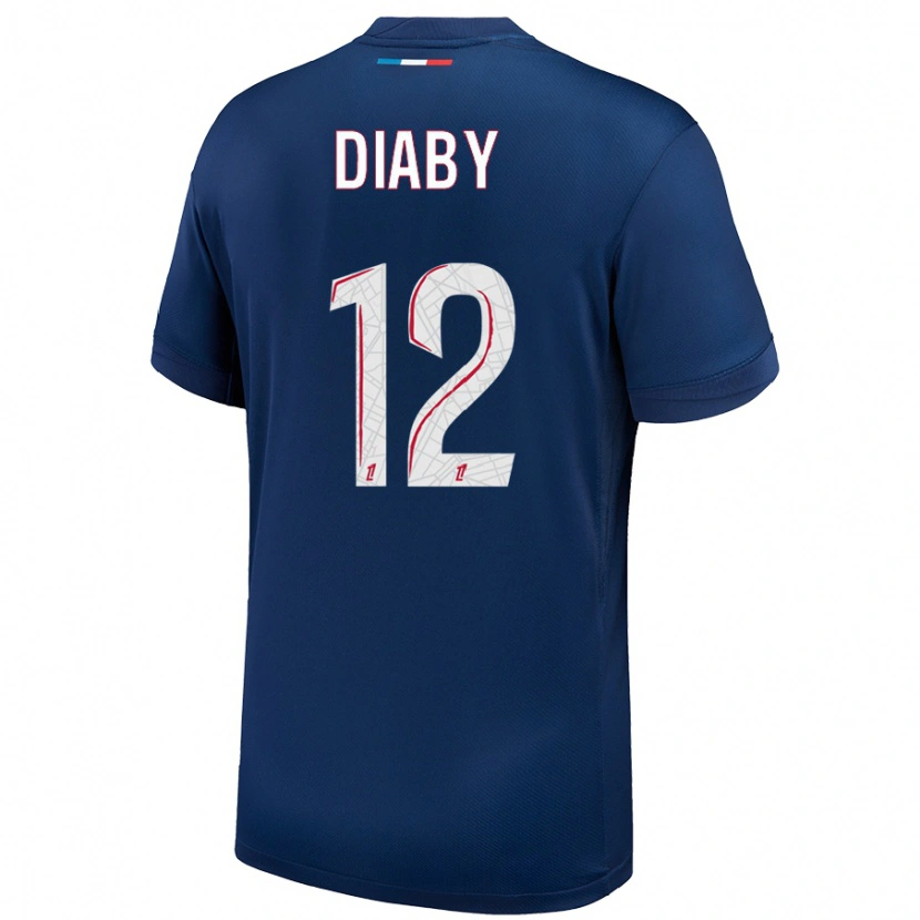Danxen Dame Ibrahima Diaby #12 Marineblå Hvit Hjemmetrøye Drakt Trøye 2024/25 Skjorter T-Skjorte