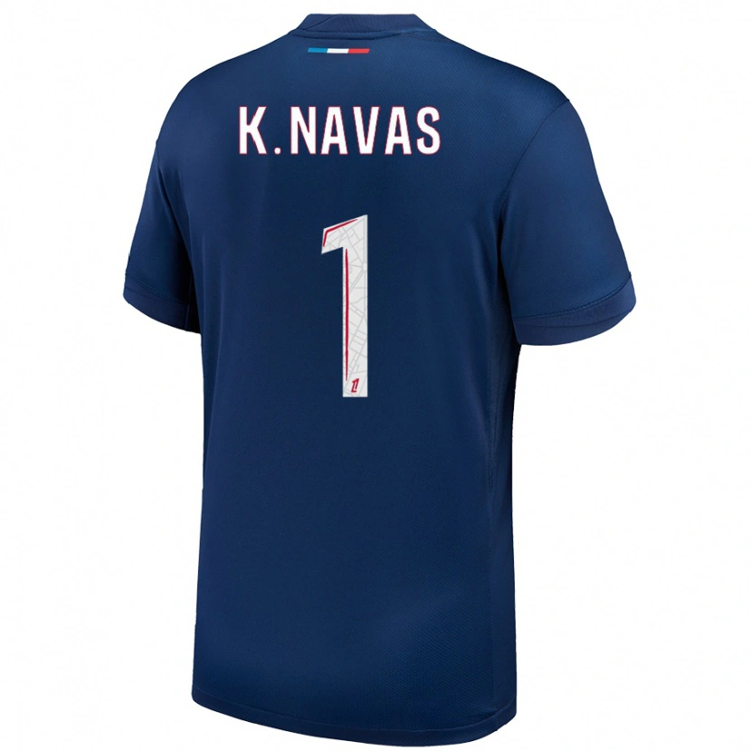 Danxen Dame Keylor Navas #1 Marineblå Hvit Hjemmetrøye Drakt Trøye 2024/25 Skjorter T-Skjorte