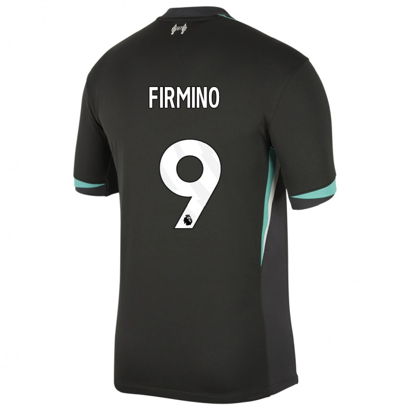 Danxen Dame Roberto Firmino #9 Svart Antrasitt Hvit Bortetrøye Drakt Trøye 2024/25 Skjorter T-Skjorte