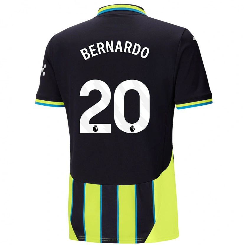 Danxen Dame Bernardo Silva #20 Blå Gul Bortetrøye Drakt Trøye 2024/25 Skjorter T-Skjorte