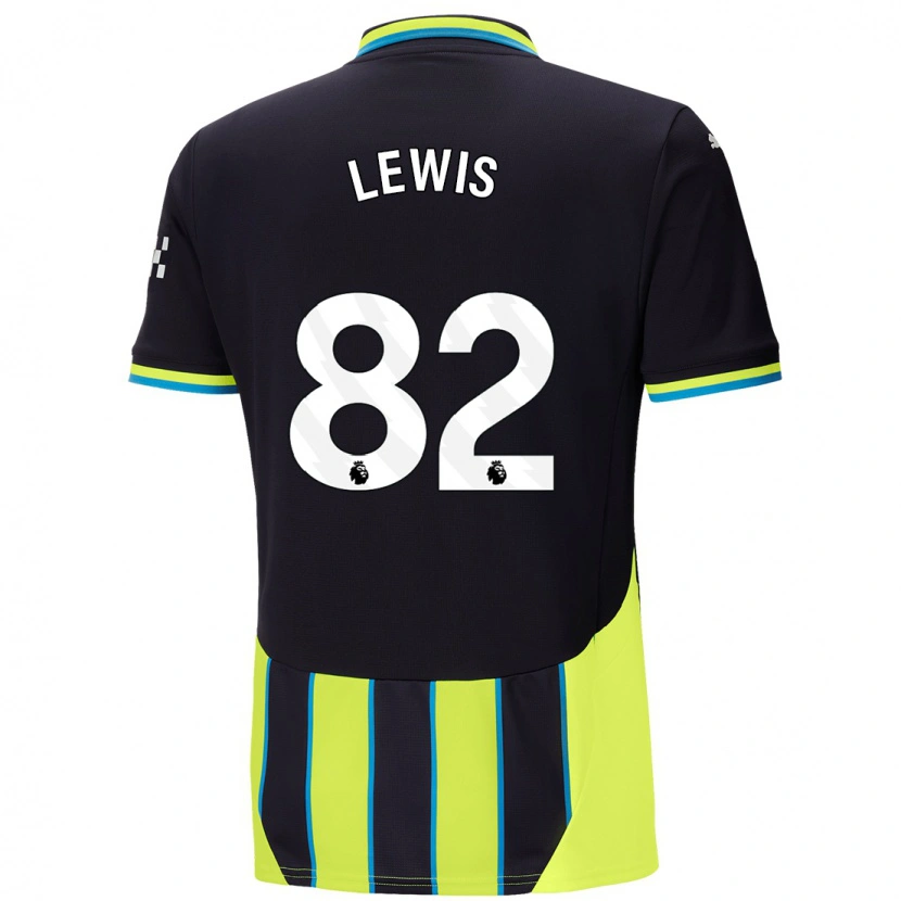 Danxen Dame Rico Lewis #82 Blå Gul Bortetrøye Drakt Trøye 2024/25 Skjorter T-Skjorte