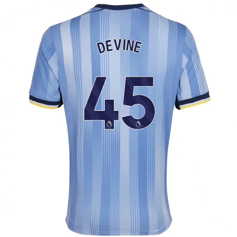 Danxen Dame Alfie Devine #45 Lyseblått Bortetrøye Drakt Trøye 2024/25 Skjorter T-Skjorte