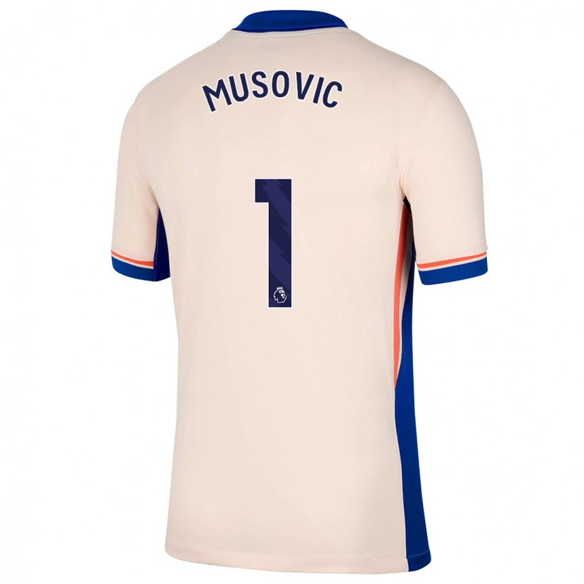 Danxen Dame Zećira Mušović #1 Lys Beige Bortetrøye Drakt Trøye 2024/25 Skjorter T-Skjorte