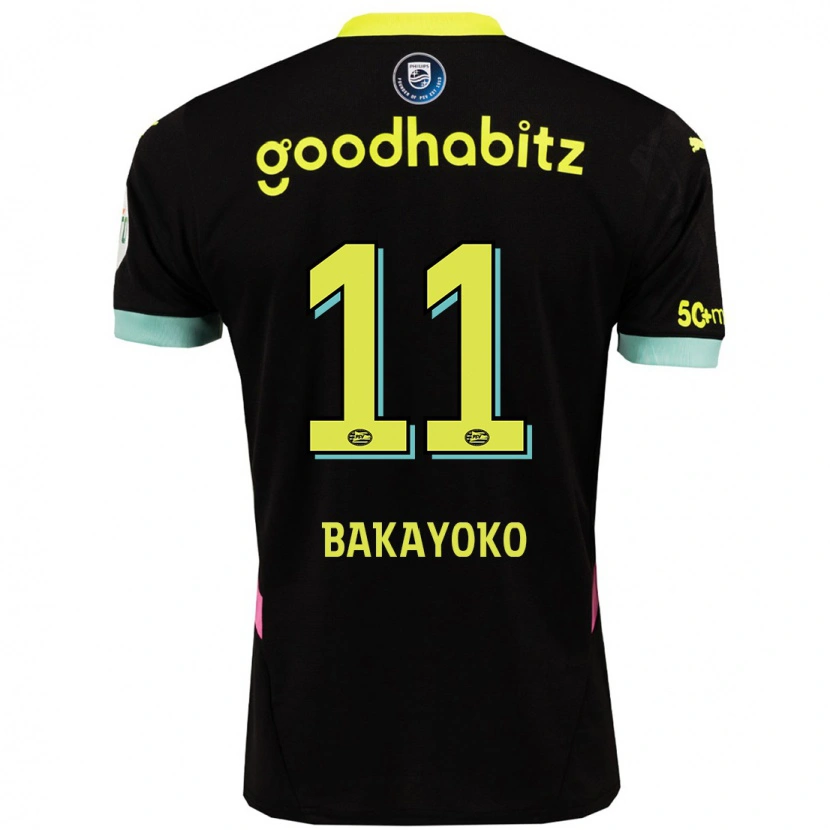 Danxen Dame Johan Bakayoko #11 Svart Gul Bortetrøye Drakt Trøye 2024/25 Skjorter T-Skjorte