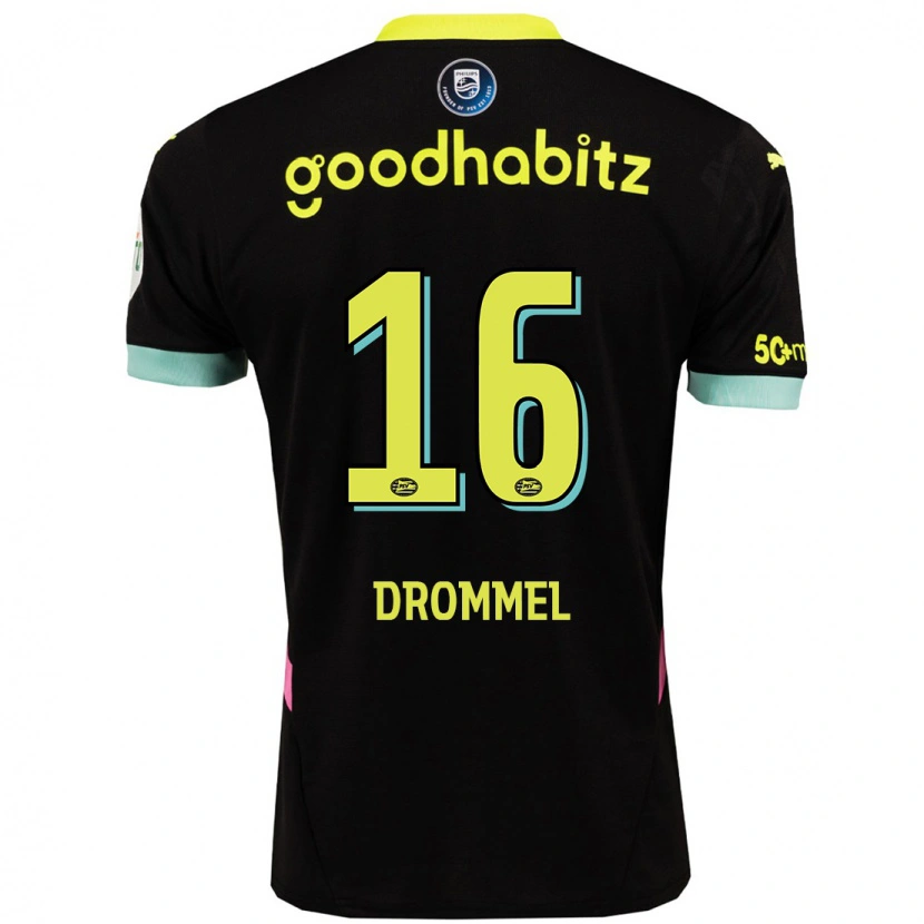 Danxen Dame Joël Drommel #16 Svart Gul Bortetrøye Drakt Trøye 2024/25 Skjorter T-Skjorte