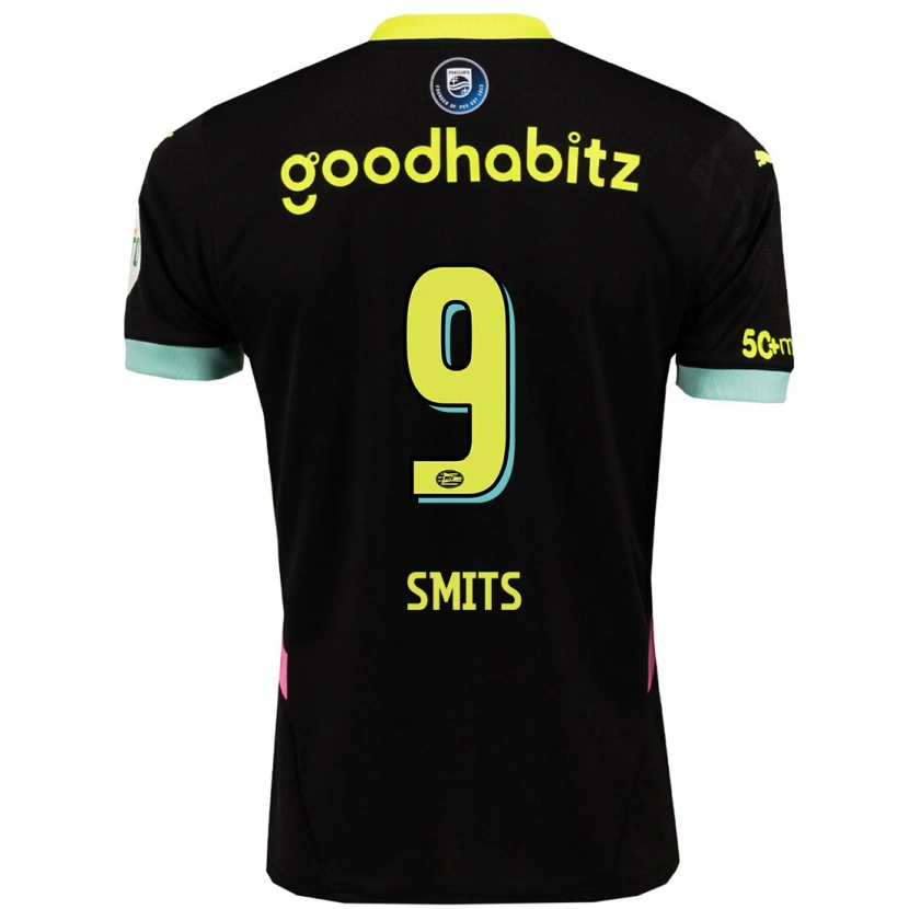 Danxen Dame Joëlle Smits #9 Svart Gul Bortetrøye Drakt Trøye 2024/25 Skjorter T-Skjorte