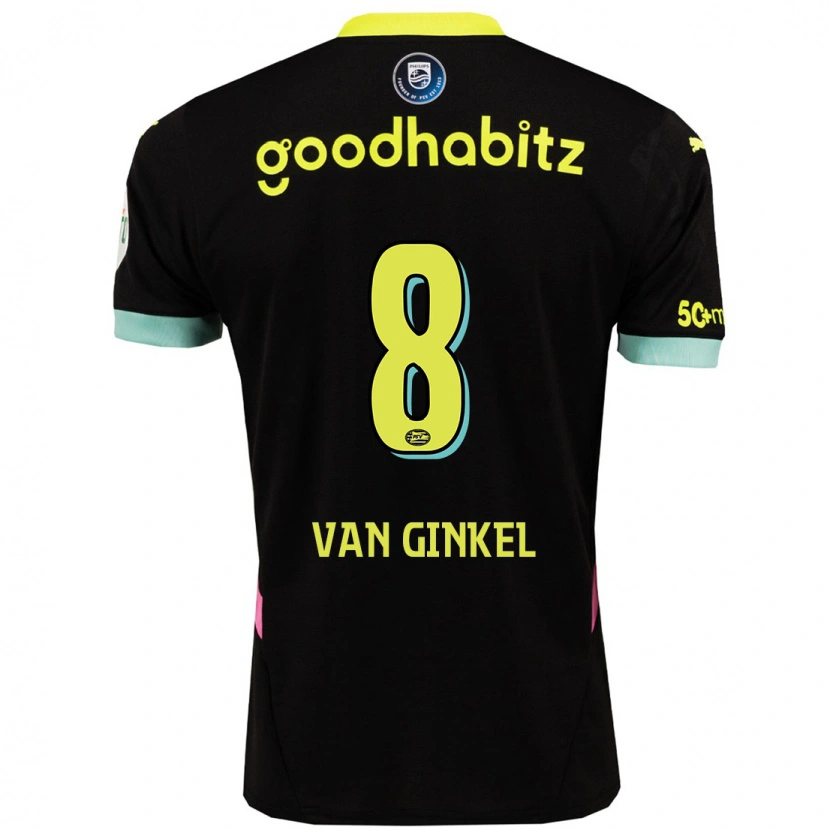 Danxen Dame Marco Van Ginkel #8 Svart Gul Bortetrøye Drakt Trøye 2024/25 Skjorter T-Skjorte
