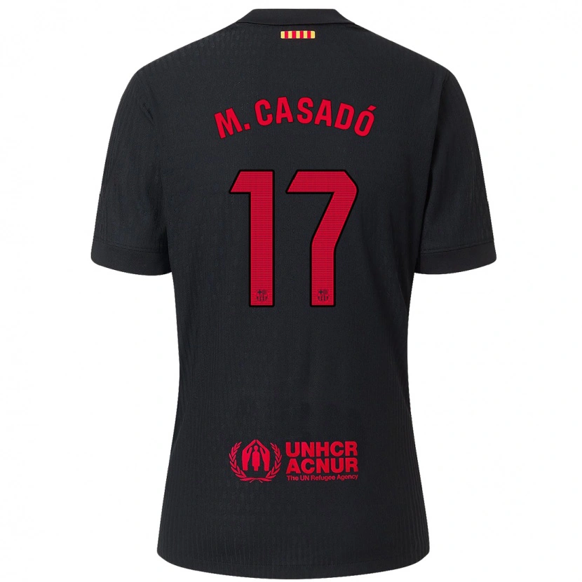 Danxen Dame Marc Casadó #17 Svart Rød Bortetrøye Drakt Trøye 2024/25 Skjorter T-Skjorte