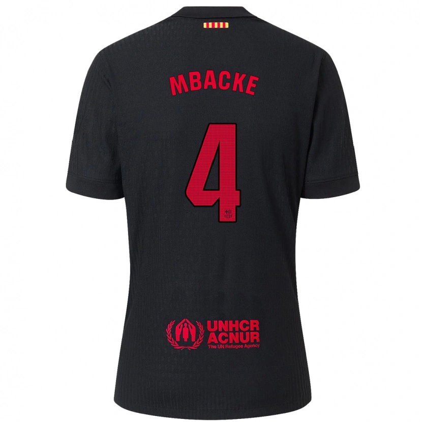 Danxen Dame Mamadou Mbacke #4 Svart Rød Bortetrøye Drakt Trøye 2024/25 Skjorter T-Skjorte