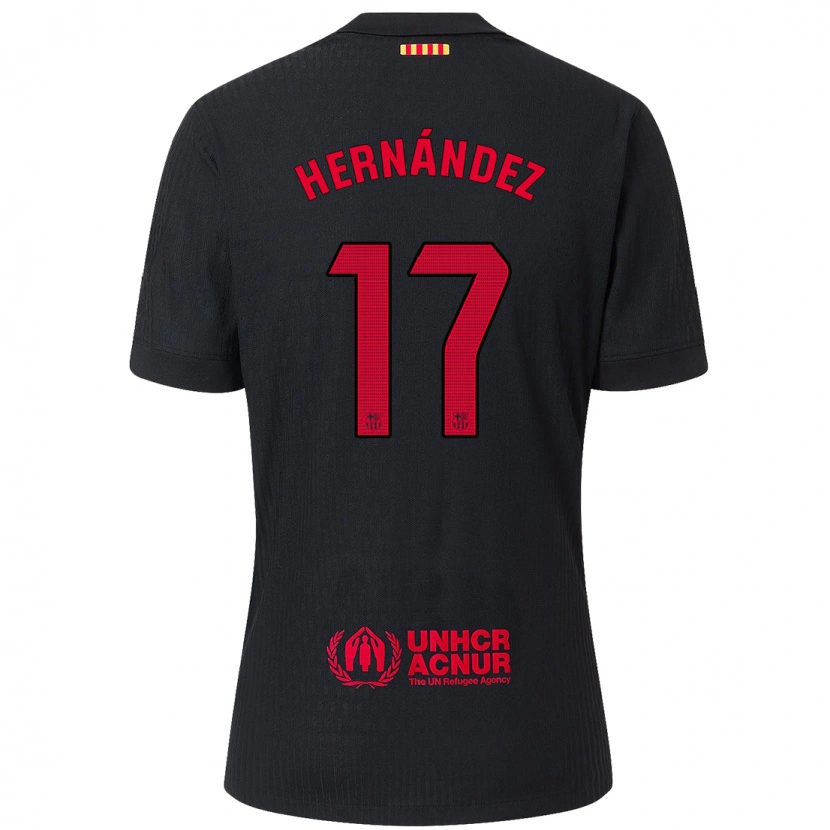 Danxen Dame Juan Hernández #17 Svart Rød Bortetrøye Drakt Trøye 2024/25 Skjorter T-Skjorte