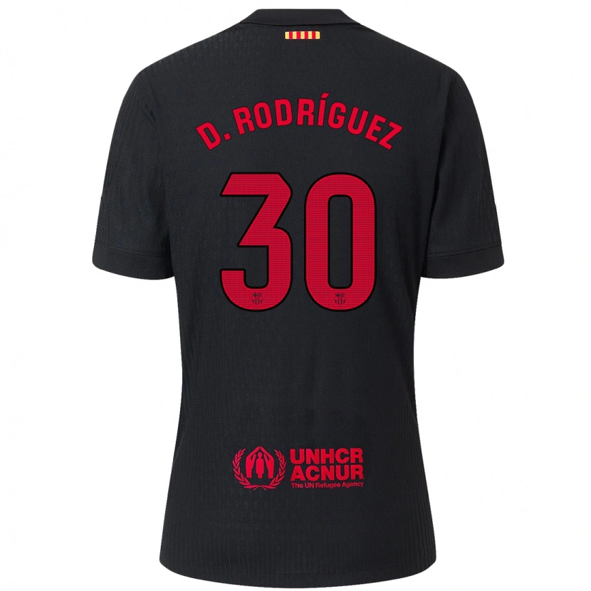 Danxen Dame Dani Rodríguez #30 Svart Rød Bortetrøye Drakt Trøye 2024/25 Skjorter T-Skjorte