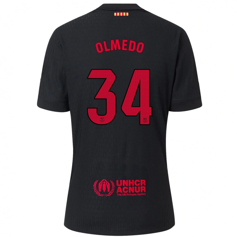 Danxen Dame Alexis Olmedo #34 Svart Rød Bortetrøye Drakt Trøye 2024/25 Skjorter T-Skjorte
