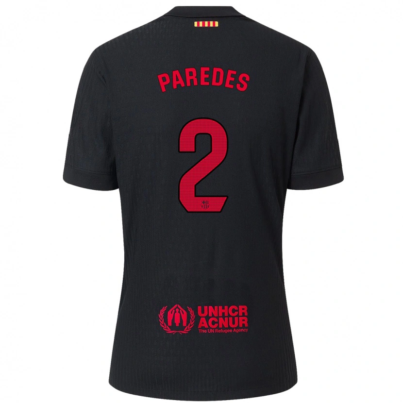 Danxen Dame Irene Paredes #2 Svart Rød Bortetrøye Drakt Trøye 2024/25 Skjorter T-Skjorte