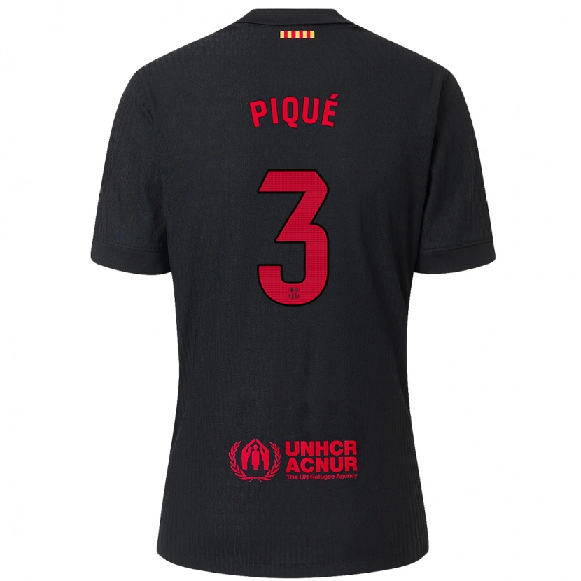 Danxen Dame Gerard Pique #3 Svart Rød Bortetrøye Drakt Trøye 2024/25 Skjorter T-Skjorte
