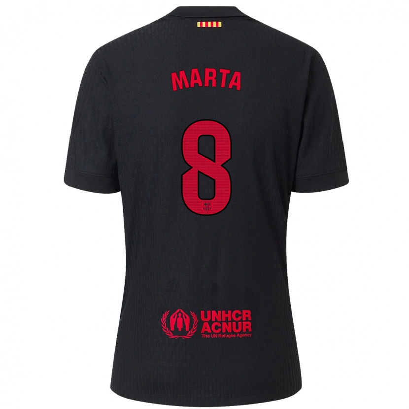 Danxen Dame Marta Torrejon #8 Svart Rød Bortetrøye Drakt Trøye 2024/25 Skjorter T-Skjorte