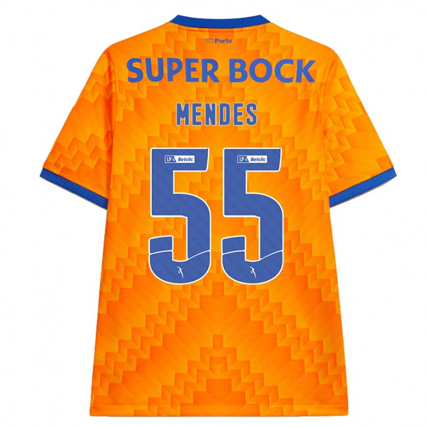 Danxen Dame João Mendes #55 Oransje Bortetrøye Drakt Trøye 2024/25 Skjorter T-Skjorte