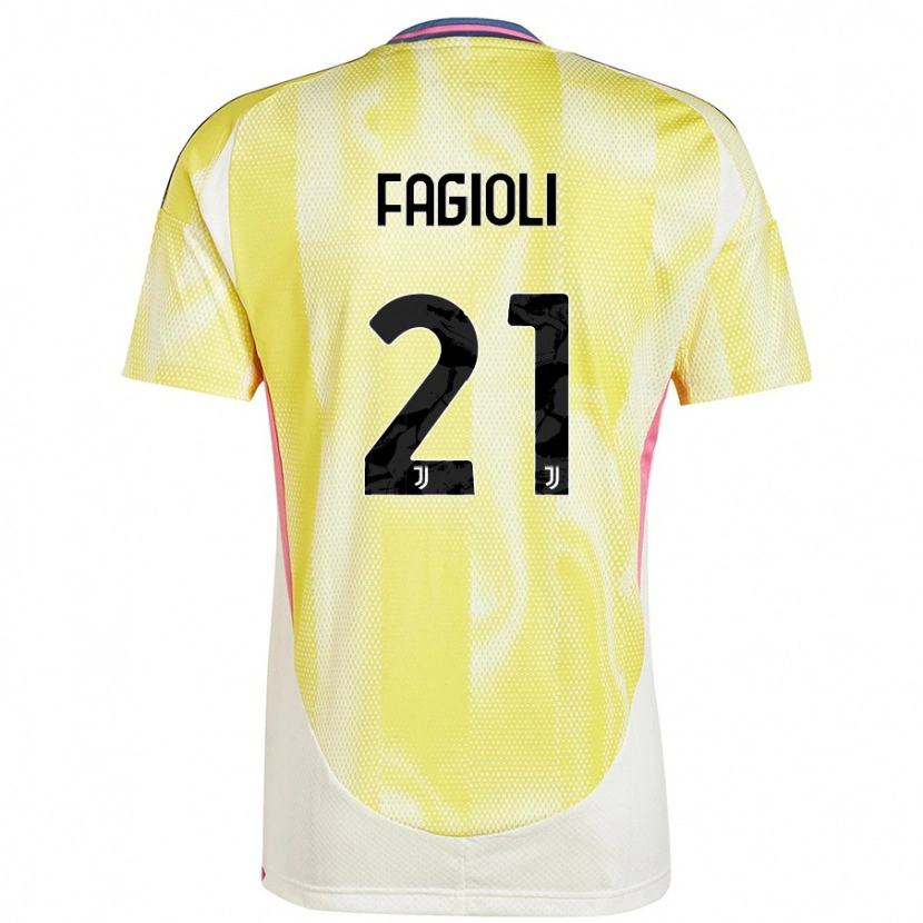 Danxen Dame Nicolò Fagioli #21 Solgul Bortetrøye Drakt Trøye 2024/25 Skjorter T-Skjorte