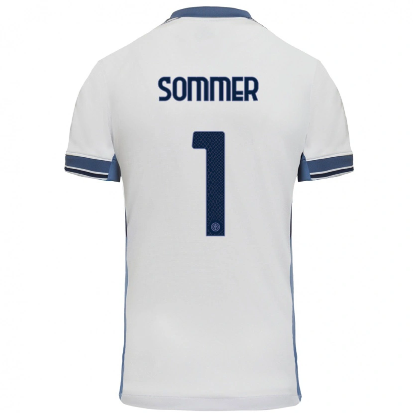 Danxen Dame Yann Sommer #1 Hvit Grå Bortetrøye Drakt Trøye 2024/25 Skjorter T-Skjorte