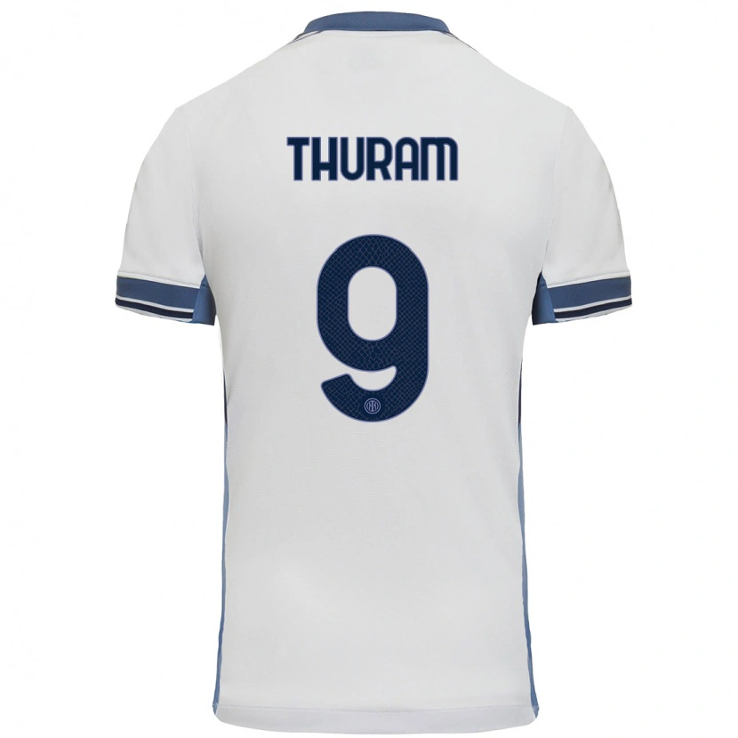 Danxen Dame Marcus Thuram #9 Hvit Grå Bortetrøye Drakt Trøye 2024/25 Skjorter T-Skjorte