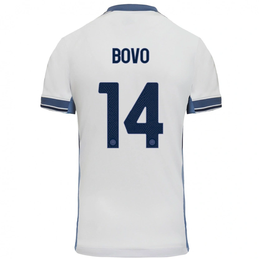 Danxen Dame Leonardo Bovo #14 Hvit Grå Bortetrøye Drakt Trøye 2024/25 Skjorter T-Skjorte