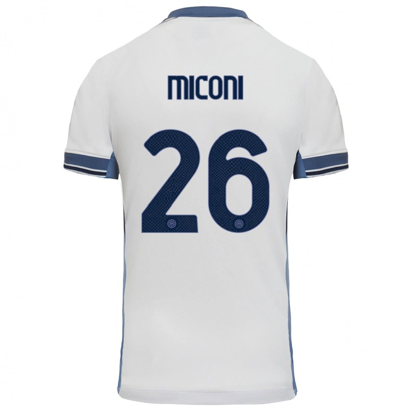 Danxen Dame Riccardo Miconi #26 Hvit Grå Bortetrøye Drakt Trøye 2024/25 Skjorter T-Skjorte