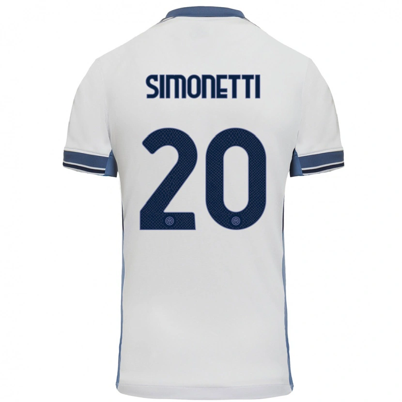 Danxen Dame Flaminia Simonetti #20 Hvit Grå Bortetrøye Drakt Trøye 2024/25 Skjorter T-Skjorte
