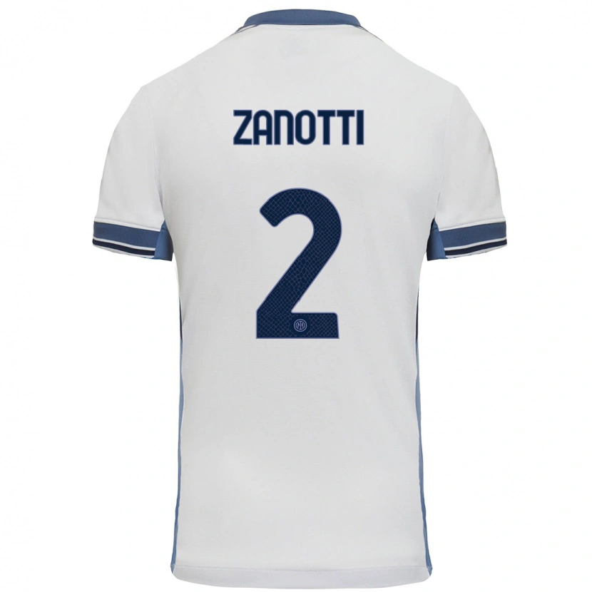 Danxen Dame Mattia Zanotti #2 Hvit Grå Bortetrøye Drakt Trøye 2024/25 Skjorter T-Skjorte