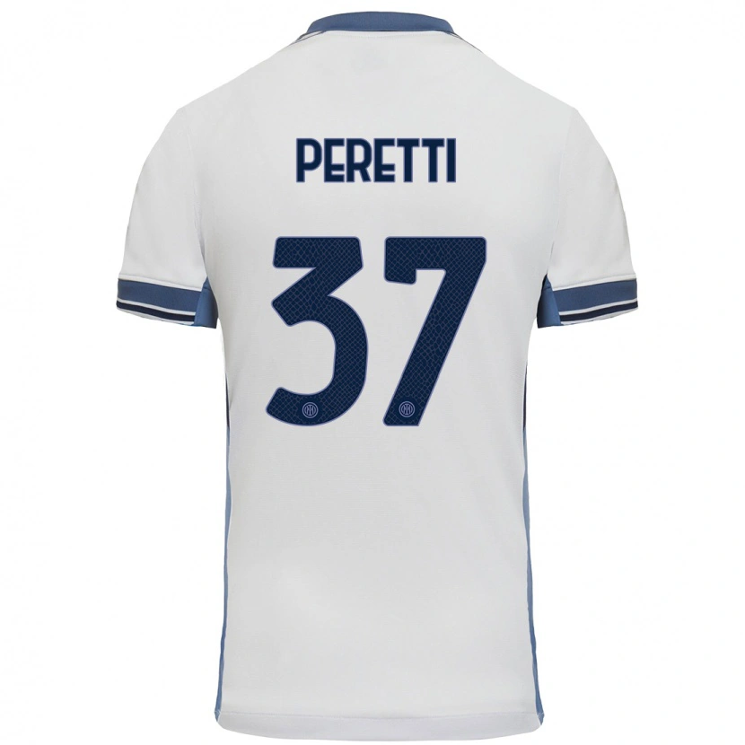 Danxen Dame Lorenzo Peretti #37 Hvit Grå Bortetrøye Drakt Trøye 2024/25 Skjorter T-Skjorte
