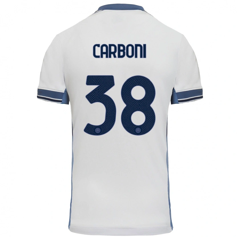 Danxen Dame Valentin Carboni #38 Hvit Grå Bortetrøye Drakt Trøye 2024/25 Skjorter T-Skjorte