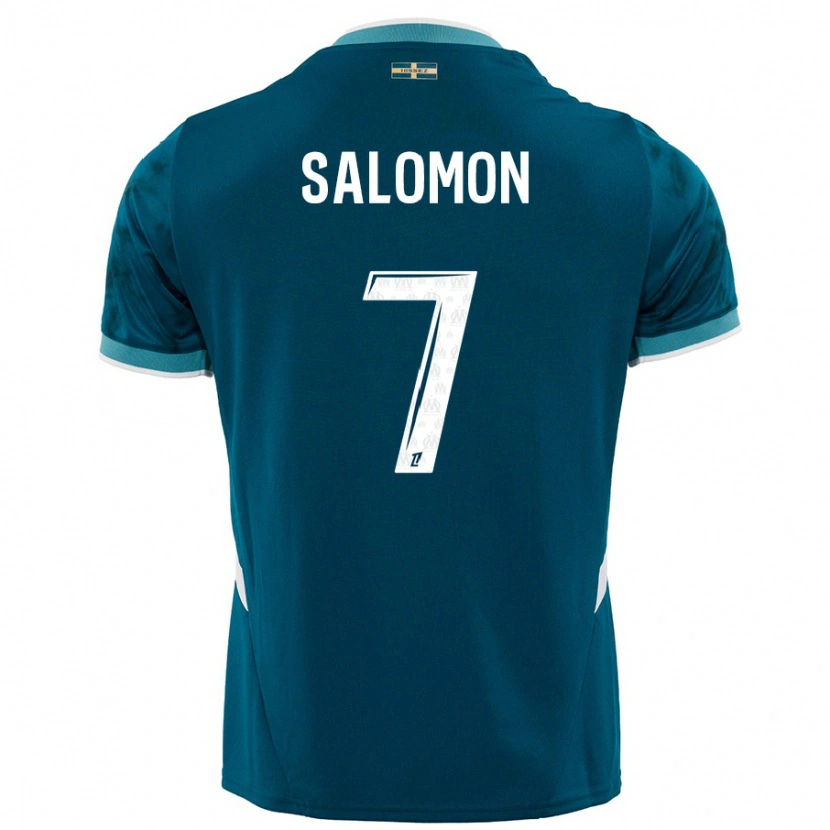 Danxen Dame Maëva Salomon #7 Turkis Blå Bortetrøye Drakt Trøye 2024/25 Skjorter T-Skjorte