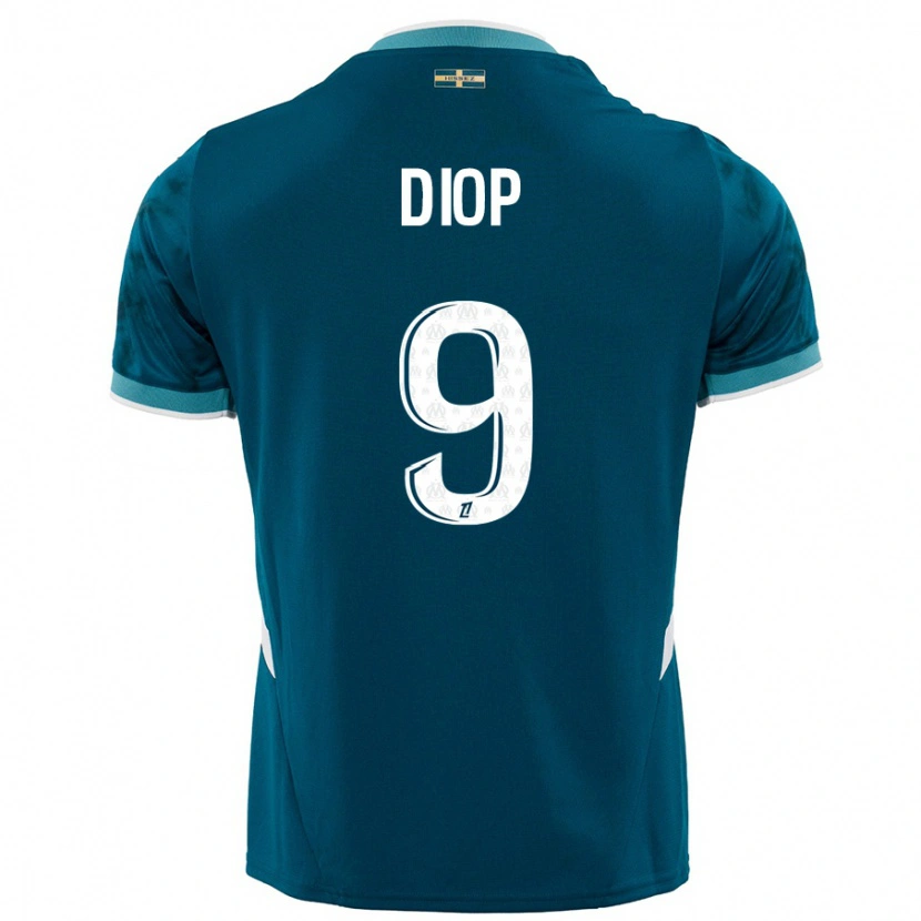 Danxen Dame Mama Diop #9 Turkis Blå Bortetrøye Drakt Trøye 2024/25 Skjorter T-Skjorte