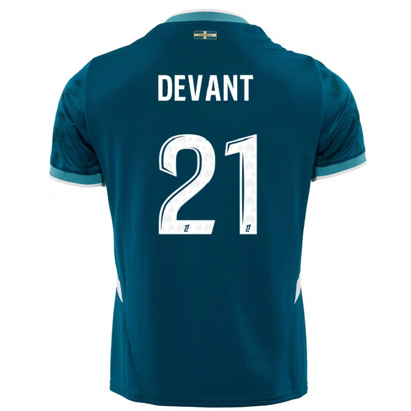 Danxen Dame Caroline Devant #21 Turkis Blå Bortetrøye Drakt Trøye 2024/25 Skjorter T-Skjorte