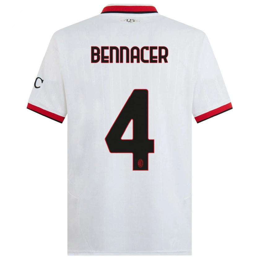 Danxen Dame Ismaël Bennacer #4 Hvit Svart Rød Bortetrøye Drakt Trøye 2024/25 Skjorter T-Skjorte