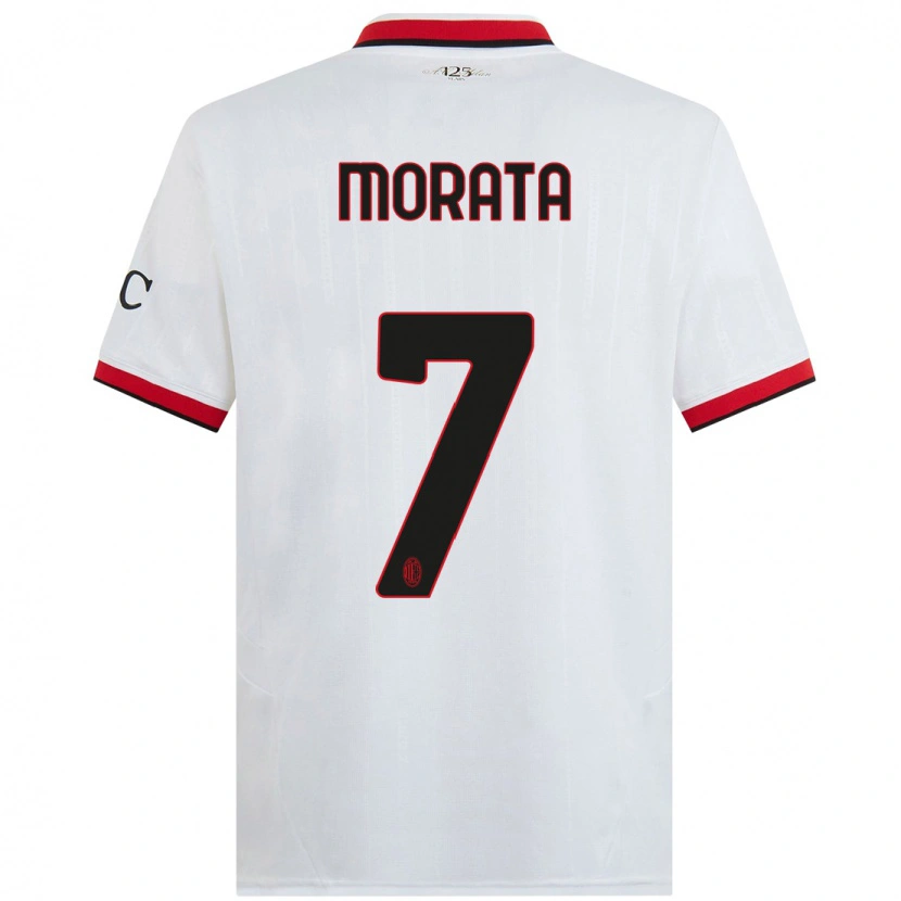 Danxen Dame Álvaro Morata #7 Hvit Svart Rød Bortetrøye Drakt Trøye 2024/25 Skjorter T-Skjorte