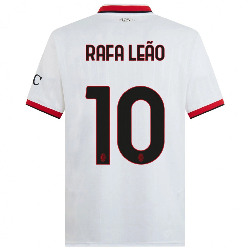 Danxen Dame Rafael Leão #10 Hvit Svart Rød Bortetrøye Drakt Trøye 2024/25 Skjorter T-Skjorte