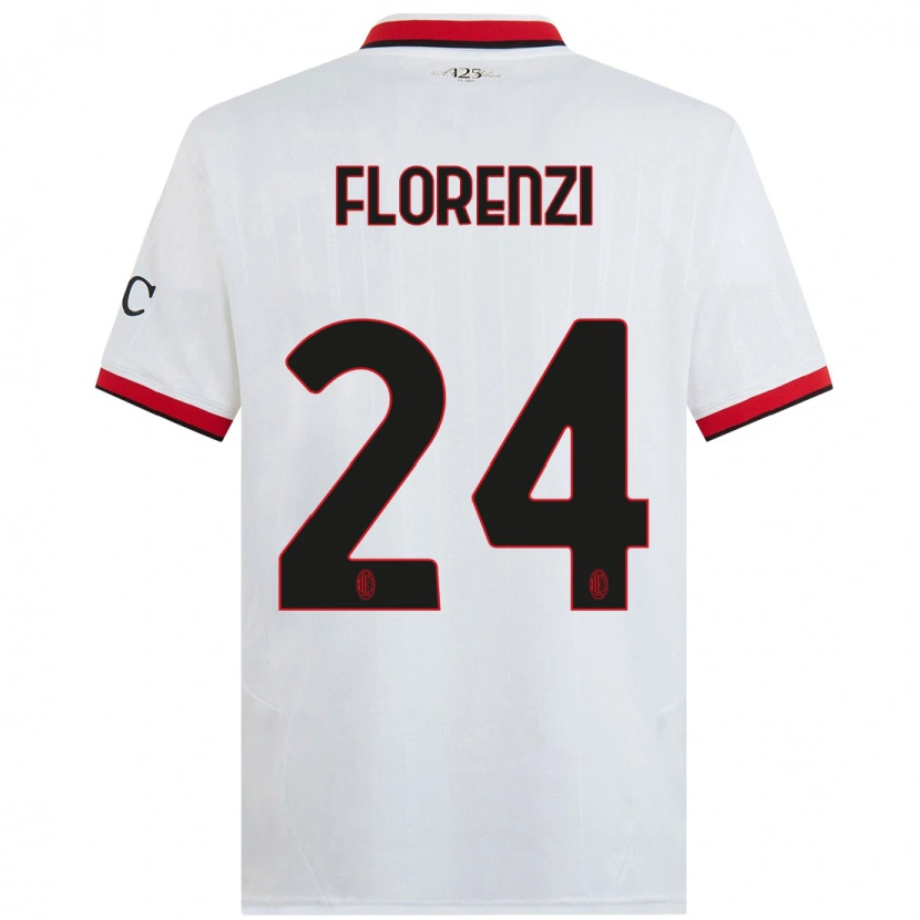 Danxen Dame Alessandro Florenzi #24 Hvit Svart Rød Bortetrøye Drakt Trøye 2024/25 Skjorter T-Skjorte