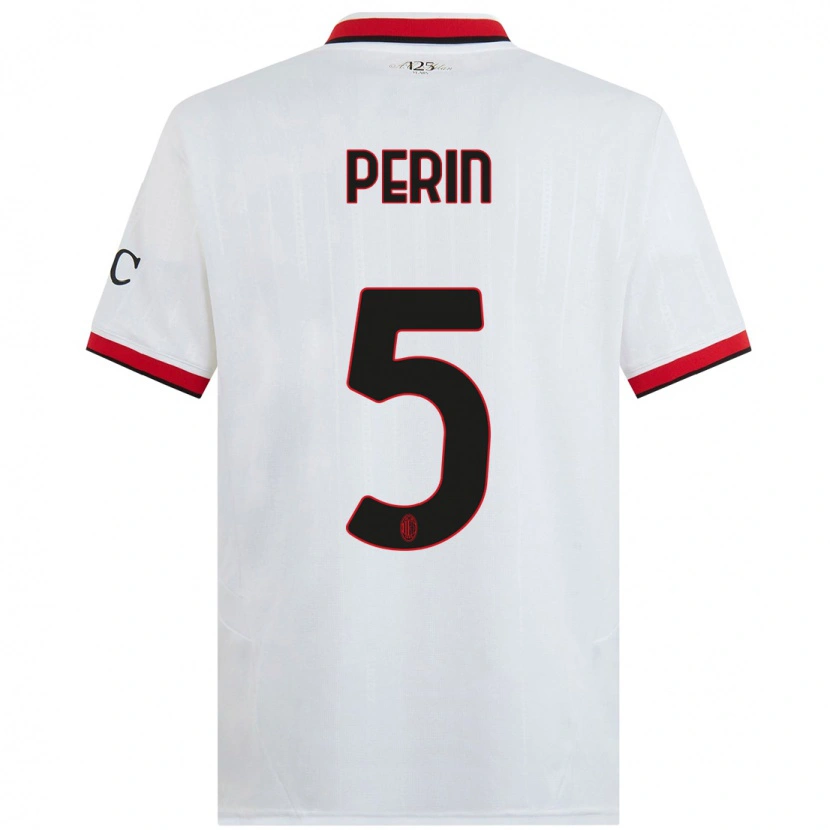 Danxen Dame Ernesto Perin #5 Hvit Svart Rød Bortetrøye Drakt Trøye 2024/25 Skjorter T-Skjorte