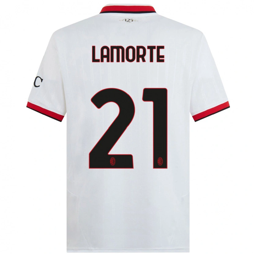Danxen Dame Alessandro Lamorte #21 Hvit Svart Rød Bortetrøye Drakt Trøye 2024/25 Skjorter T-Skjorte